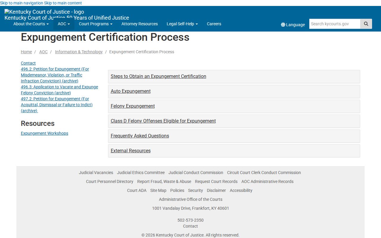 Lee County release mugshots and Kentucky expungement process