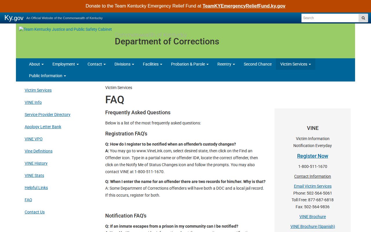 Lee County VINELink inmate notification registration guidance